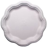 [50 COUNT] 10" inch Disposable Floral Large Premium White Plates Acanthus Collection Natural Sugarcane Bamboo Fibers Bagasse 100% By-Products Eco Friendly Environmental Plastic Paper Plate Alternative