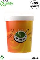 [400 Count] 32 oz Disposable Paper Soup Containers with Lids Combo - Quart Ice Cream Containers, Frozen Yogurt Cups, Restaurant, Microwavable, Take Out, to Go Deli Containers, Recyclable