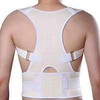 KIWI RATA Hot Magnetic Posture Back Shoulder Corrector Support Brace Belt Therapy Adjustable (White, M)