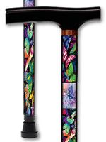 Walking Cane T Handle Derby Aluminum Adjustable Pretty Butterfly Design Men or Women