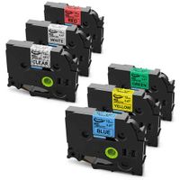 6-Pack Compatible Brother P-touch TZ TZe Color Label Tapes TZe-231 TZe-131 TZe-431 TZe-531 TZe-631 TZe-731 for PT-D210 PT-H100 PTD400AD PTD600 PT-1230PC Label Makers, 1/2 Inch (12mm) x 26.2 Feet (8m)