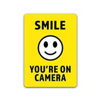 4-Pack Smile You're on Camera Vinyl Decal Sticker 5-Inch by 7-Inch Highly Visible Premium Quality Vinyl Decal Laminated with UV Protective Laminate OS2743