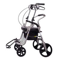 Walking Aids 4 Wheels Portable, Drive Medical Wheel Walking Aid, Super Lightweight Aluminum Walker, Mobility Portable Rollator Walker with 4 Wheel Walker for Seniors,Gray