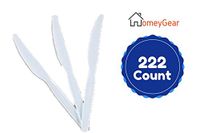 Heavy Weight Plastic White Knives Bulk Value Pack Of 222 Disposable Extra Heavy Knives 6" Long