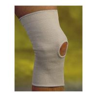 Knee Support - Medium Soft beige knitted elastic with open patella. Slips on easily, provides compression.