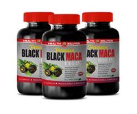 Men Strength Supplement - Peruvian Black MACA 1000MG - All Natural - Premium Herbal Supplement - maca lepidium meyenii for Women - 3 Bottles 270 Vegetable Capsules
