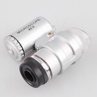 NEWSKY Mini Portable 45X 2 LED Light Pocket Microscope Magnifier Loupe Handheld