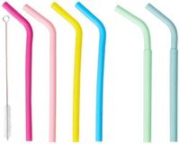 Reusable Silicone Drinking Straws Flexible Bend Smoothies Straws for 20 oz to 30 oz Tumblers, Set of 6