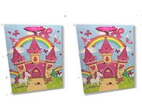 Princess Gift Bags - Unicorn & Castle - Set of 2 Premium Quality Gift Bag Sets Glitter Detail Inside Print Plus Gift Tag (Princess Unicorn Castle, 2 Jumbo Gift Bags)