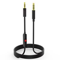 Haoos Momentum 3.5mm - 2.5mm Male Replacement Audio Upgrade Cable for Sennheiser Over-Ear On-Ear Headphone, Remote Volume Control fit Samsung Sony Xiaomi Huawei and iPhone 5/6S (with Mic 4.4FT Black)