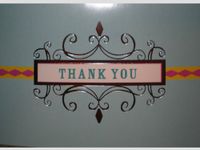 Blue Pink Metallic Silver Scroll Thank You Note Cards w/Envelopes
