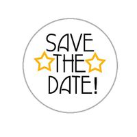 Save The Date Envelope Seals - 1.2" Circle Stickers - 144 Wedding Stickers (Star)