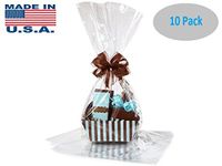 10 Pack Flat Large 18 in X 30 in Clear Cellophane Bags Gift Basket Bags Cello Gift Bags