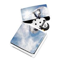 Snowboard Snow - White Lighter Windproof Flip-Top Refillable with tin Gift Box