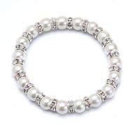 White and Crystal Magnetic Stretch Bracelet (Size 7)