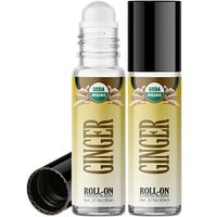 Organic Ginger Roll On Essential Oil Rollerball (2 Pack - USDA Certified Organic) Pre-diluted with Glass Roller Ball for Aromatherapy, Kids, Children, Adults Topical Skin Application - 10ml Bottle