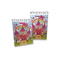 Princess Gift Bags - Unicorn & Castle - Set of 2 Premium Quality Gift Bag Sets Glitter Detail Inside Print Plus Gift Tag (Princess Unicorn Castle, Large & Jumbo Gift Bag)