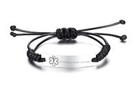 VNOX NO Needles OR BP This ARM Medical Alert ID Handmade Braid Rope Stainless Steel Adjustable Bracelet for Child&Adult