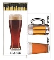 HomArt Large Decorative Beer Sign Candle and Fireplace Wood Matches (Set of 6)