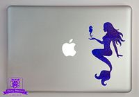 Overly Attached Decals Mermaid with Seahorse Specialty Vinyl Decal Sized to Fit A 13" Laptop - Blue Metal Flake