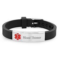 LiFashion LF Stainless Steel Silicone Rubber Chain Blood Thinner Medical ID Health Alert Monitoring Systems Adjustable Bracelet for Men Women Kids