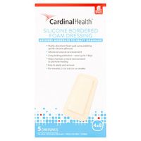 Cardinal Health BFM48R Silicone Bordered Foam Bandage 4-inch x 8-inch (15), 15 Count Case Pack