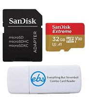 SanDisk 32GB SDHC Micro Extreme Memory Card and SD Adapter Bundle Works with Samsung Galaxy S10, S10+, S10e Phone Class 10 A1 (SDSQXAF-032G-GN6MA) Plus (1) Everything But Stromboli (TM) Card Reader