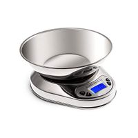 BingWS Digital Bathroom Scales 3kg/0.1g Kitchen Food Balance Cuisine Precision Digital Scale with Bowl Stainless Steel Scale Electronic Scale Body Composition Monitors (Color : Stainless Steel)