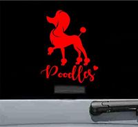 JS Artworks Poodles Heart Vinyl Decal Sticker Poodle Dog pet Animal (RED)