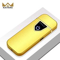 L and D Labs Portable USB Chargeable Lighter Windproof Coil Slim Touch Sensor Double Side Ignition Set with USB Charging Cable (Matt Gold)