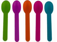 Worlds Disposable Mixed Corlor Eco-Friendly Plastic Spoons Frozen Yogurt Ice Cream Spoons,Frozen Dessert Supplies Spoons 50 Count