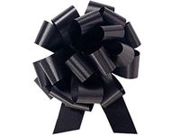 Flora Satin Gift Pull Bows - Black Flora Satin 5.5" Pull Bows 5.5" - 20 Loops -100% Polypropylene (2 Packs; 50 Bows Per Pack) - WRAPS-PB5BK