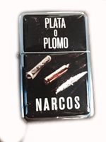 Lighter Star Narcos Plata o Plomo Silver Refillable Windproof Oil Petrol Flip Top