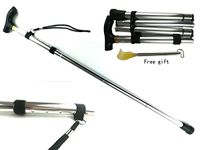 DELIGHTSHOP19 Aluminum Walking Stick Tip Rubber Metal Cane Adjustable Folding Collapsible Travel Hiking (Gold)