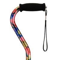 NOVA Designer Walking Cane with Offset Handle, Lightweight Adjustable Walking Stick with Carrying Strap, “Pink Garden” Design