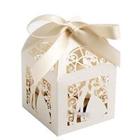 Pixnor 100pcs Wedding Sweets Candy Boxes Gift Favour Boxes - Couple Design (Creamy-white)