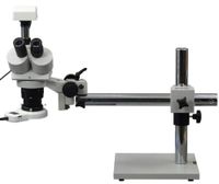 OMAX Digital 5X-10X-15x-20x-30x-60X Trinocular Single-Bar Boom Stand Stereo Microscope with 54 LED Ring Light and 1.3MP USB Digital Camera