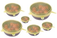 6PCS Silicone Stretch Lids Universal Silicone Food Wrap Bowl Pot Lid Silicone Cover Pan Cooking Kitchen Accessories (Yellow)