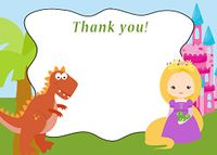 30 Blank Thank You Cards Notes Dinosaur T-rex Winter Princess Kids Girl Boy Birthday Party + 30 White Envelopes