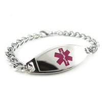 My Identity Doctor - Custom Engraved Medical ID Bracelet, 5mm 316L Steel for Teens, Adults - Medium - Purple - Wrist Size 6.75 Inch