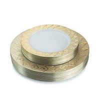Posh Setting Imperial Collection Combo Pack China Look White/Gold Plastic Plates (Includes 40 10.25'' Dinner Plates and 40 7.25'' Salad Plates) Fancy Disposable Dinnerware
