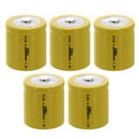 5x 1/2D Size 1.2V 2500mAh NiCD Button Top Rechargeable Batteries for electric tools, toys, toothbrushes