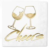 Cheers Brush Pack 100 Napkins Gold Foil Cocktail