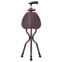 DGS Folding Walking Stick with Seat Adjustable Height Tripod Cane Hiking Chair Aluminium Portable Fishing Rest Stool with LED Light for Elder,1