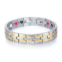 MONIYA Men's Stainless Steel 4 Element Bio Energy Magnetic Therapy Bracelet Pain Relief for Arthritis