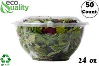 24oz Salad Bowls To-Go with Lids (50 Count) - Clear Plastic Disposable Salad Containers | Airtight, Lunch, Salads, Parfait, Fruits, Leak Proof, Airtight, Fresh, Meal Prep | Rose Bowl Container (24oz)
