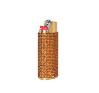 Gold Lighter Cover Sleeve with Topaz Rhinestones LS39