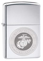 Zippo Lighter: USMC Marine Corps Engraved Seal - High Polish Chrome 80154