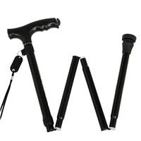 YULAN 5 Section Folding Walker Cane Aluminum Alloy Multi-Function Telescopic Adjustment Anti-Slip Old Cane 2 Color (Color : Black)