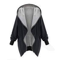 Ros1ock Soft and Comfortable Hoodie Cardigan Solid Color Zipper Outerwear Windproof Warm Jacket Coat Black